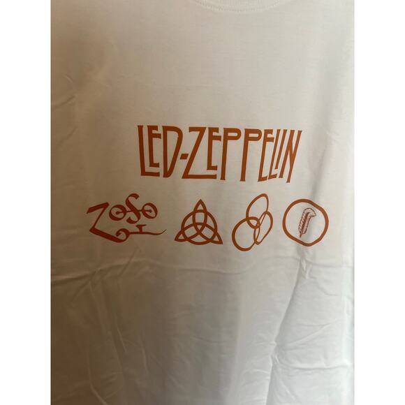 NEW Led Zepplin Zoso Logo Band Letters White T Shirt Men's 2XL Concert Graphic - Picture 4 of 5